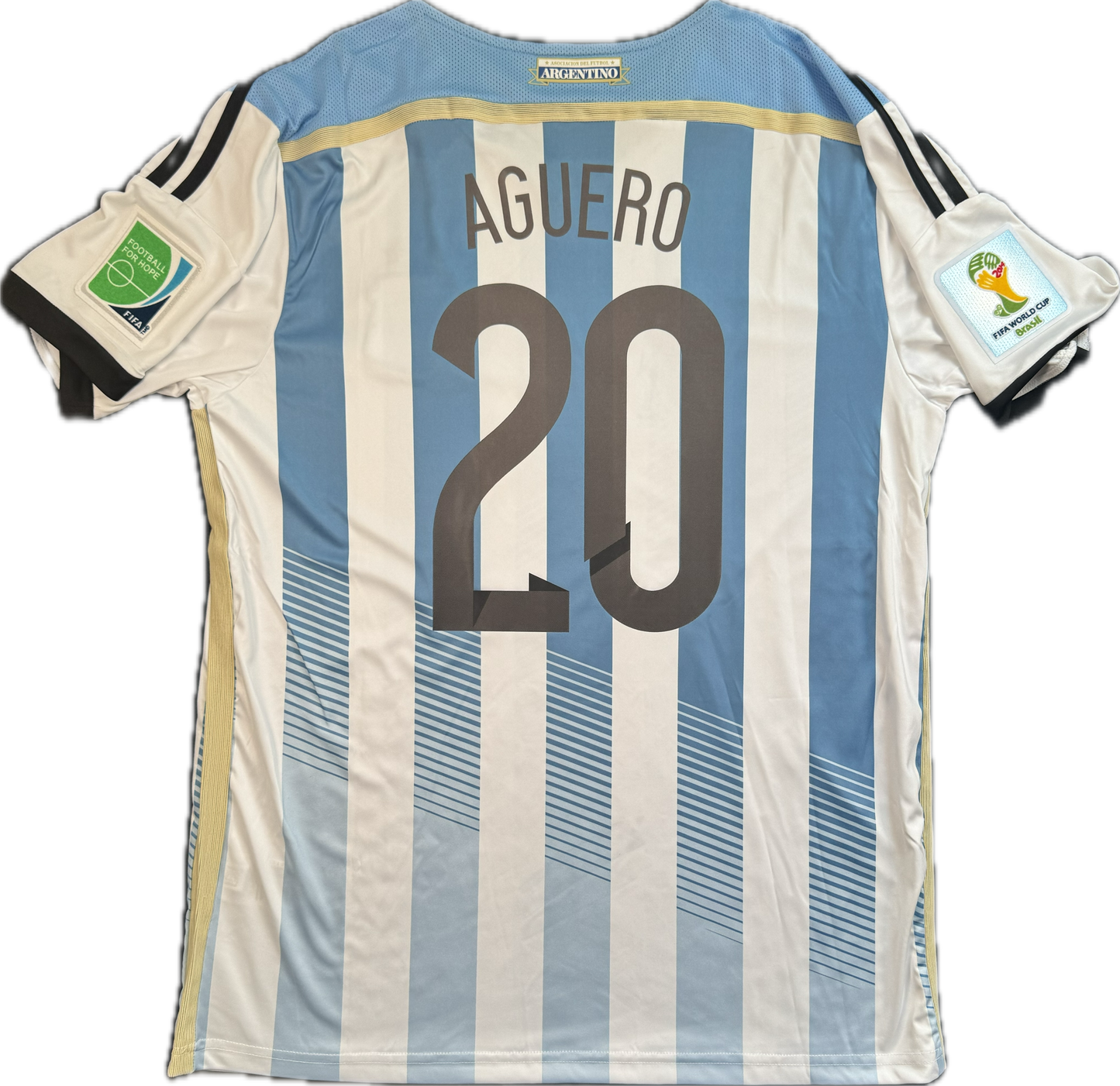 Camiseta retro de local de Argentina 2014 de Sergio Agüero (#20)