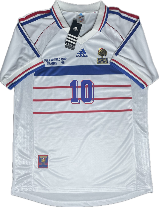 Camiseta retro de visitante de Francia de Zinedine Zidane 1998